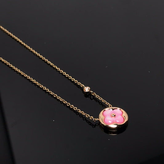 [LORA]COLOR BLOSSOM PINK MOP SUN GOLD NECKLACE