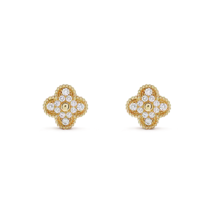 [LORA]CLOVER MEDIUM 1 MOTIFS FUll DIAMOND EARRINGS