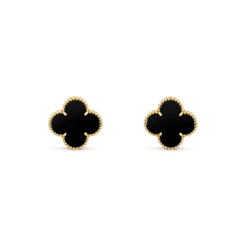 [LORA]CLOVER MEDIUM 1 MOTIFS  ONYX STUD EARRINGS