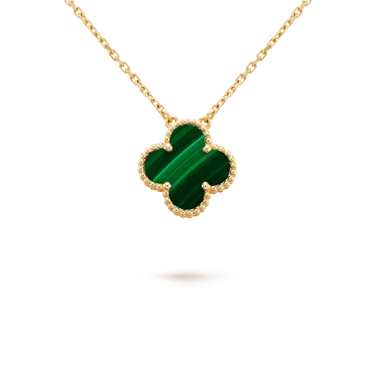 [LORA]CLOVER 15MM MALACHITE SINGLE FLOWER  NECKLACE