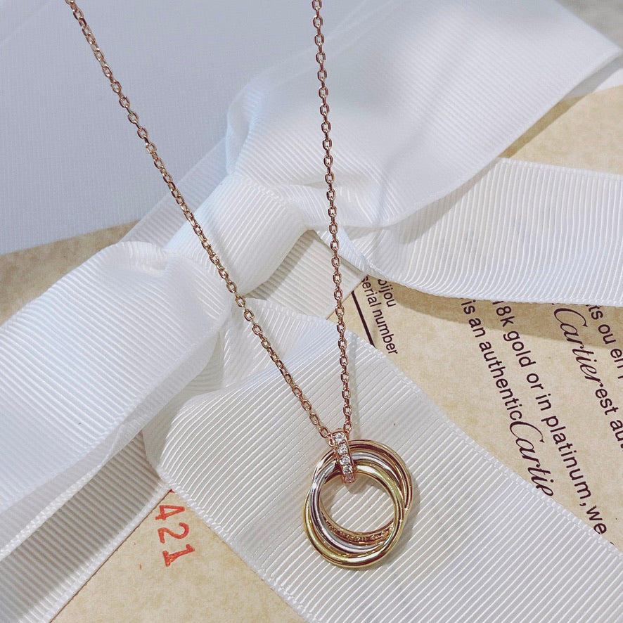 [LORA]TRINITY NECKLACE GOLD  DIAMONDS