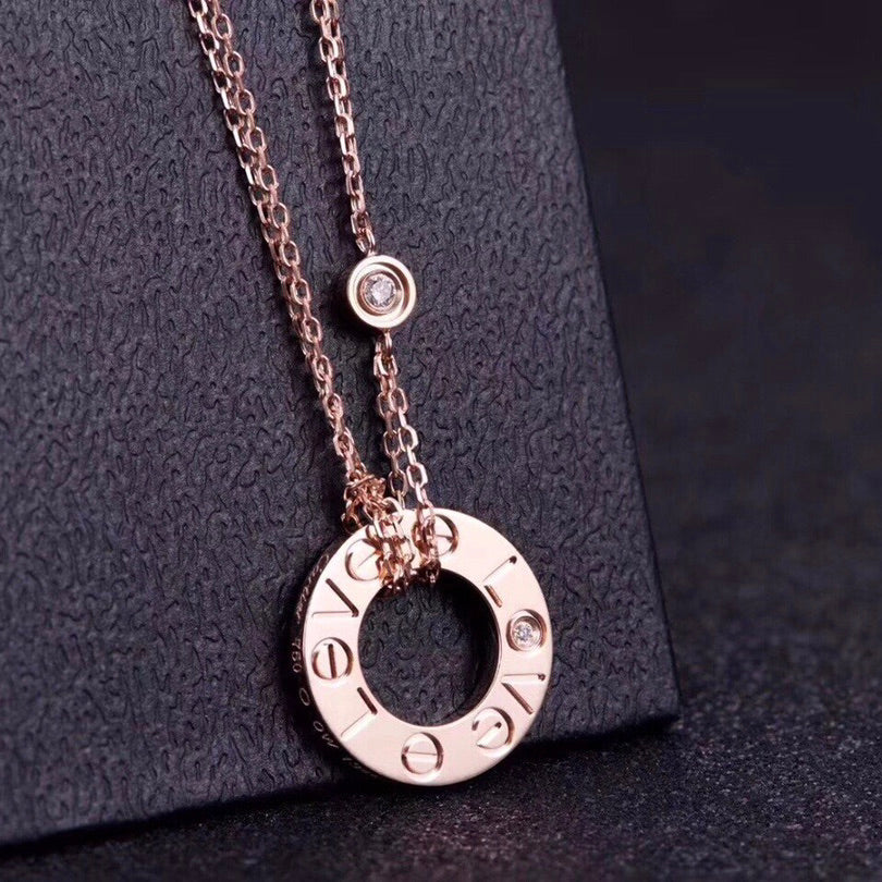 [LORA]LOVE NECKLACE 16MM 2 DIAMONDS