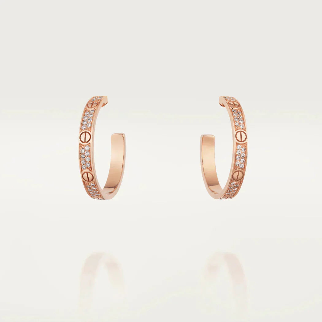 [LORA]LOVE DIAMOND PINK GOLD HOOP EARRINGS