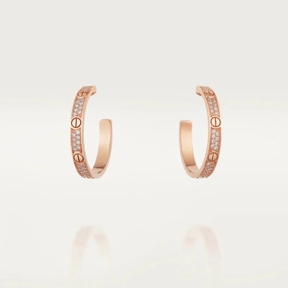 [LORA]LOVE DIAMOND PINK GOLD HOOP EARRINGS