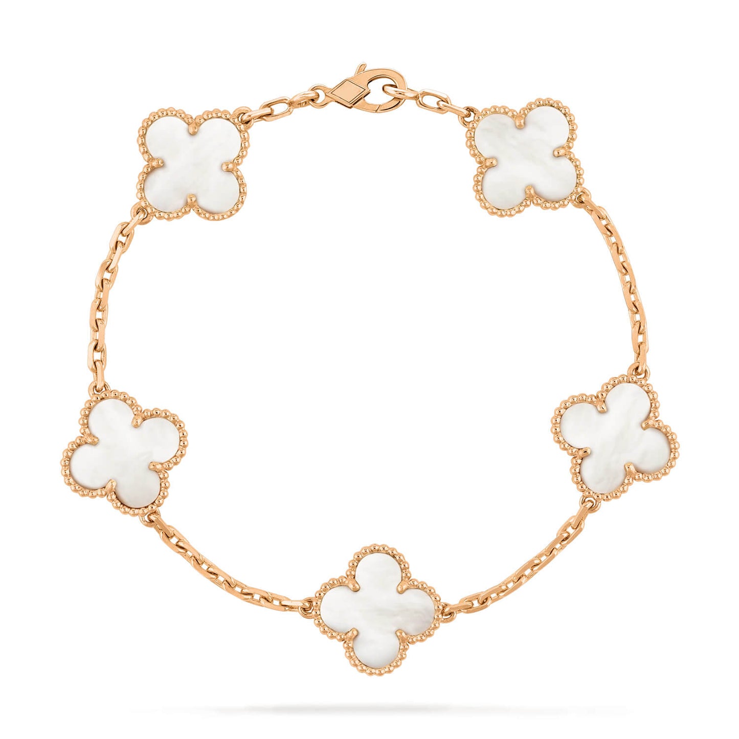 [LORA]CLOVER  5 MOTIF WHITE MOP BRACELET