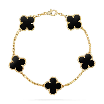 [LORA]CLOVER  5 MOTIFS BLACK ONYX BRACELET