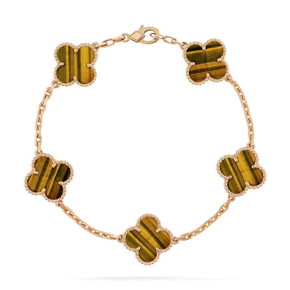 [LORA]CLOVER  5 MOTIFS TIGER EYE BRACELET