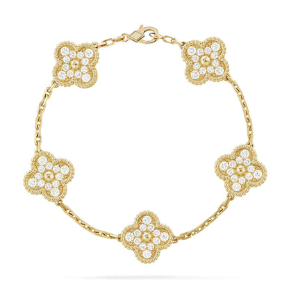 [LORA]CLOVER 5 MOTIFS  FULL DIAMOND BRACELET
