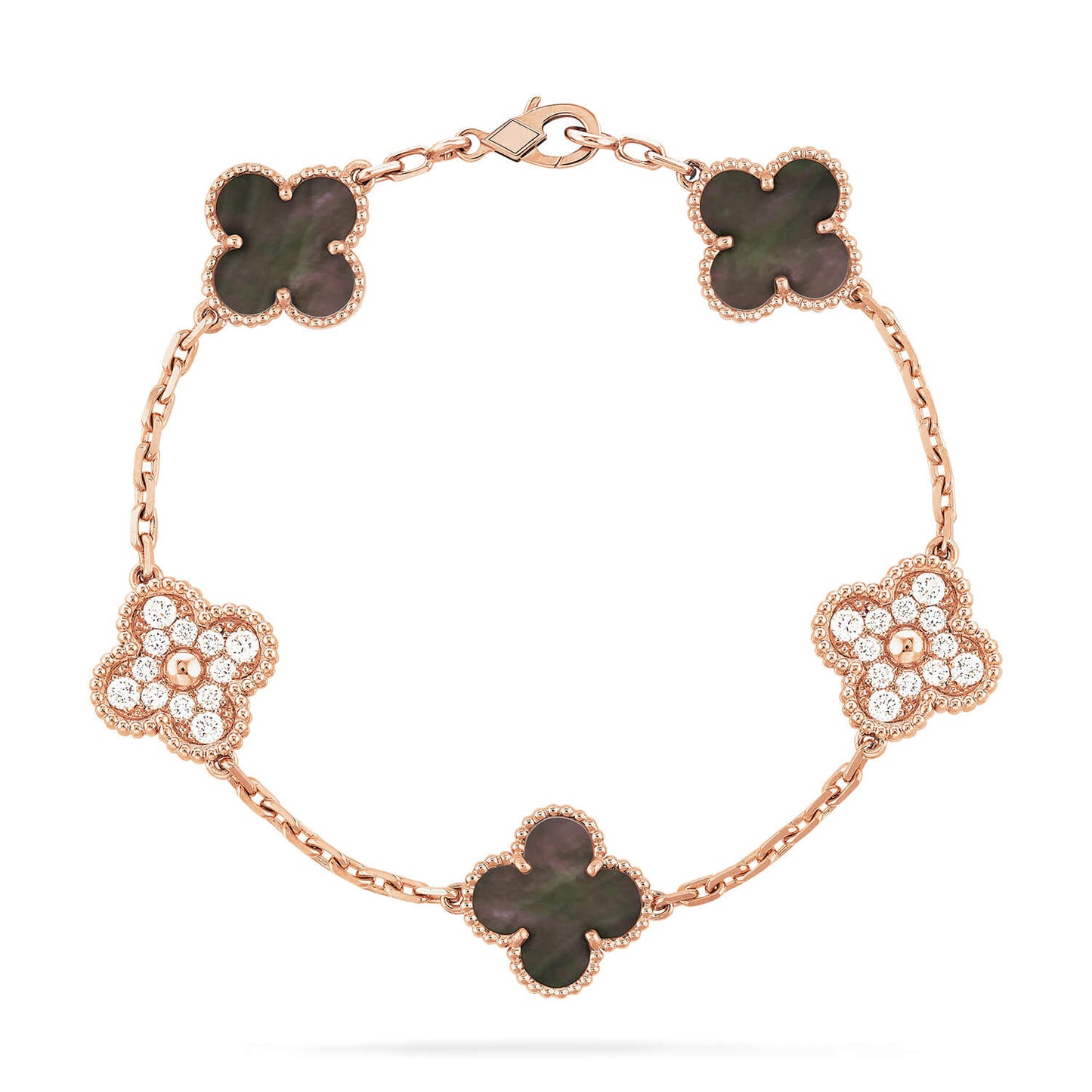[LORA]CLOVER 5 MOTIF GRAY MOP DIAMOND BRACELET
