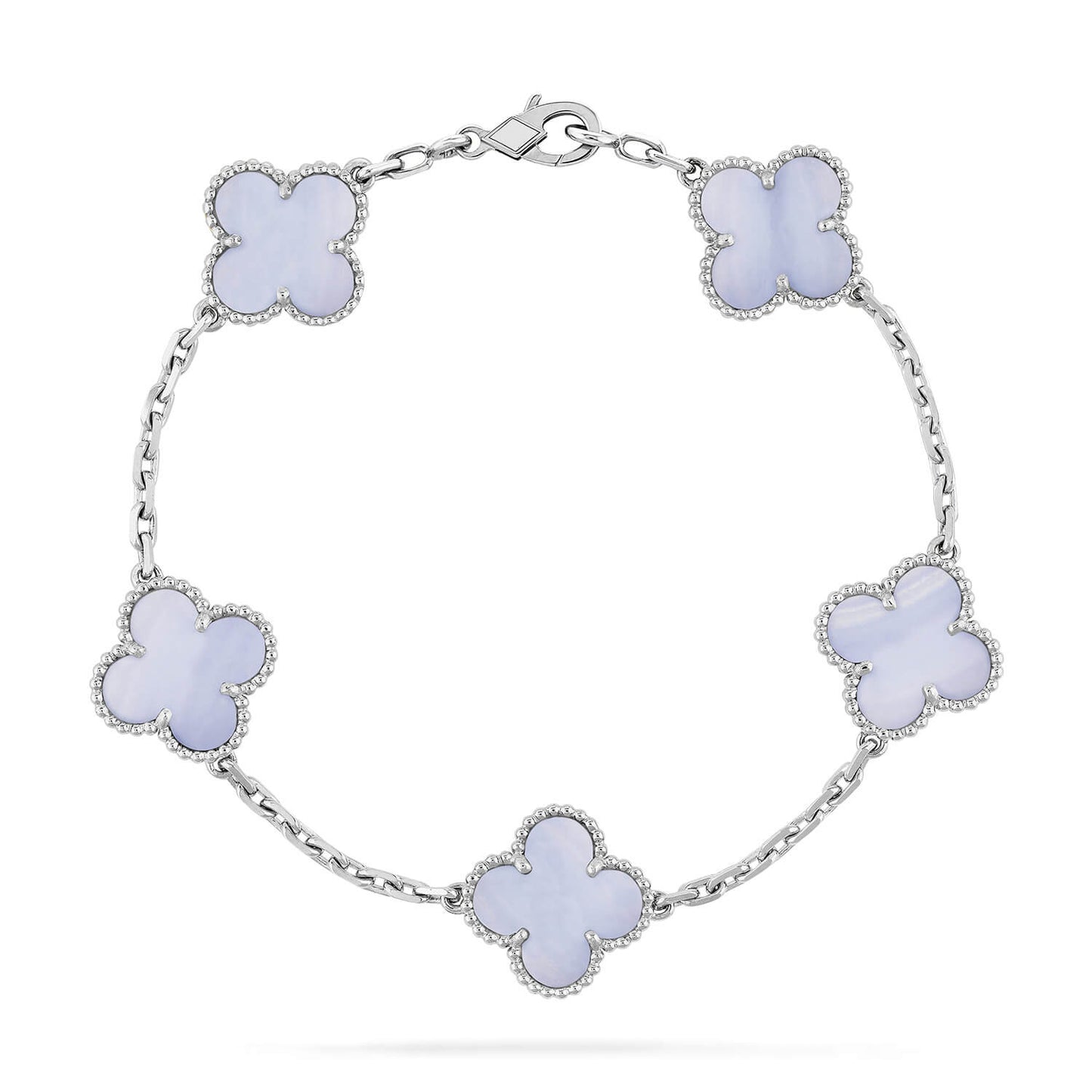[LORA]CLOVER  5 MOTIF PURPLE CHALCEDONY BRACELET SILVER