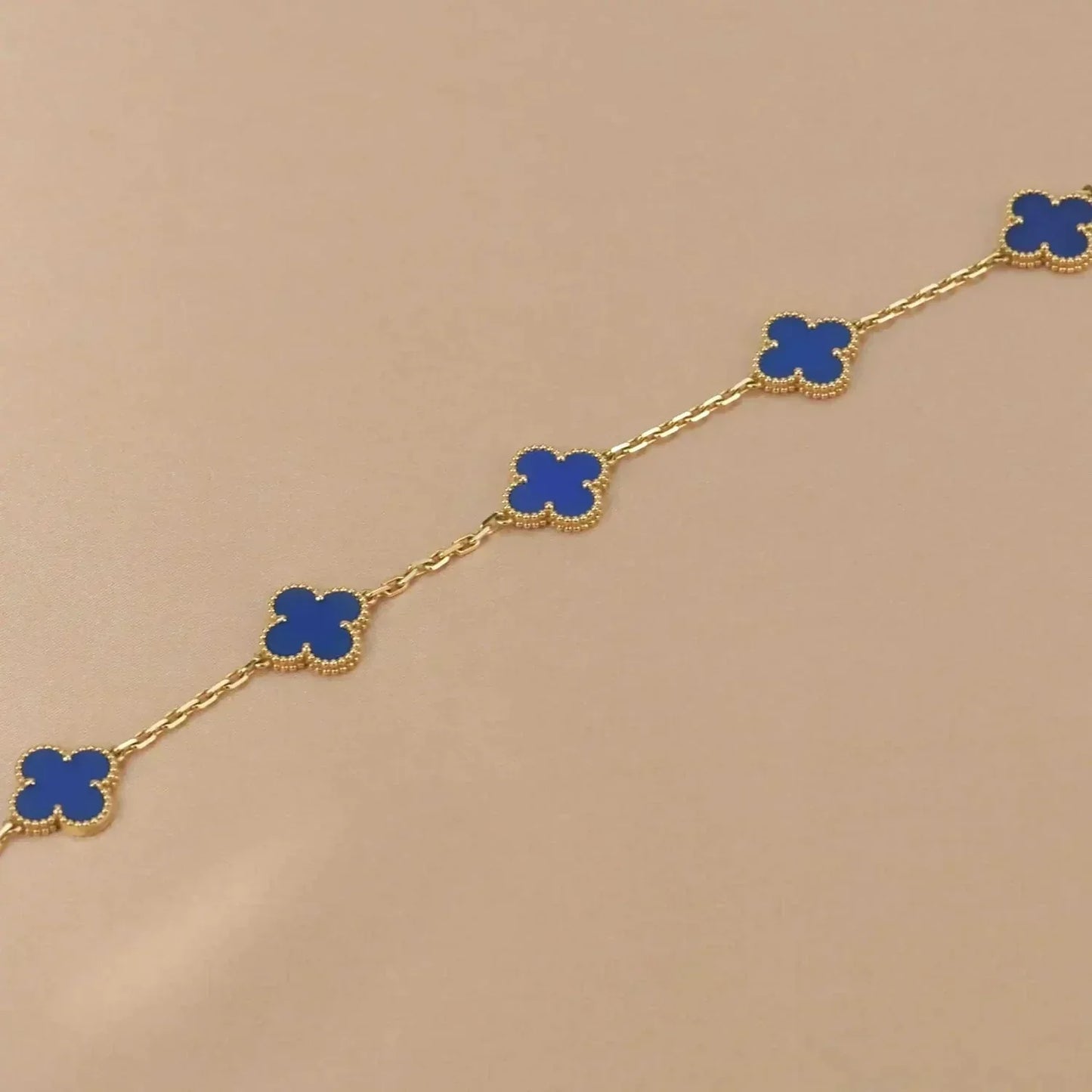[LORA]CLOVER 5 MOTIFS BLUE AGATE BRACELET