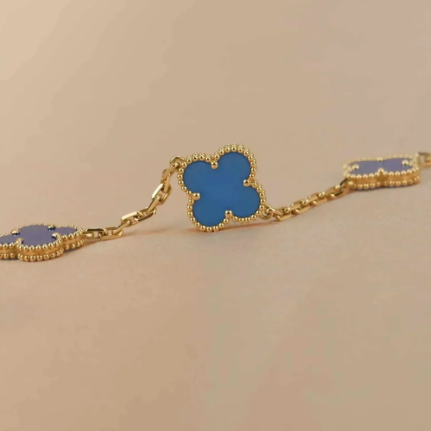 [LORA]CLOVER 5 MOTIFS BLUE AGATE BRACELET