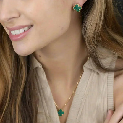 [LORA]CLOVER MINI 9.5MM MALACHITE  EARRINGS