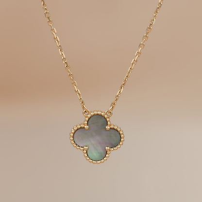 [LORA]CLOVER 15MM  GRAY MOTHER OF PEARL NECKLACE