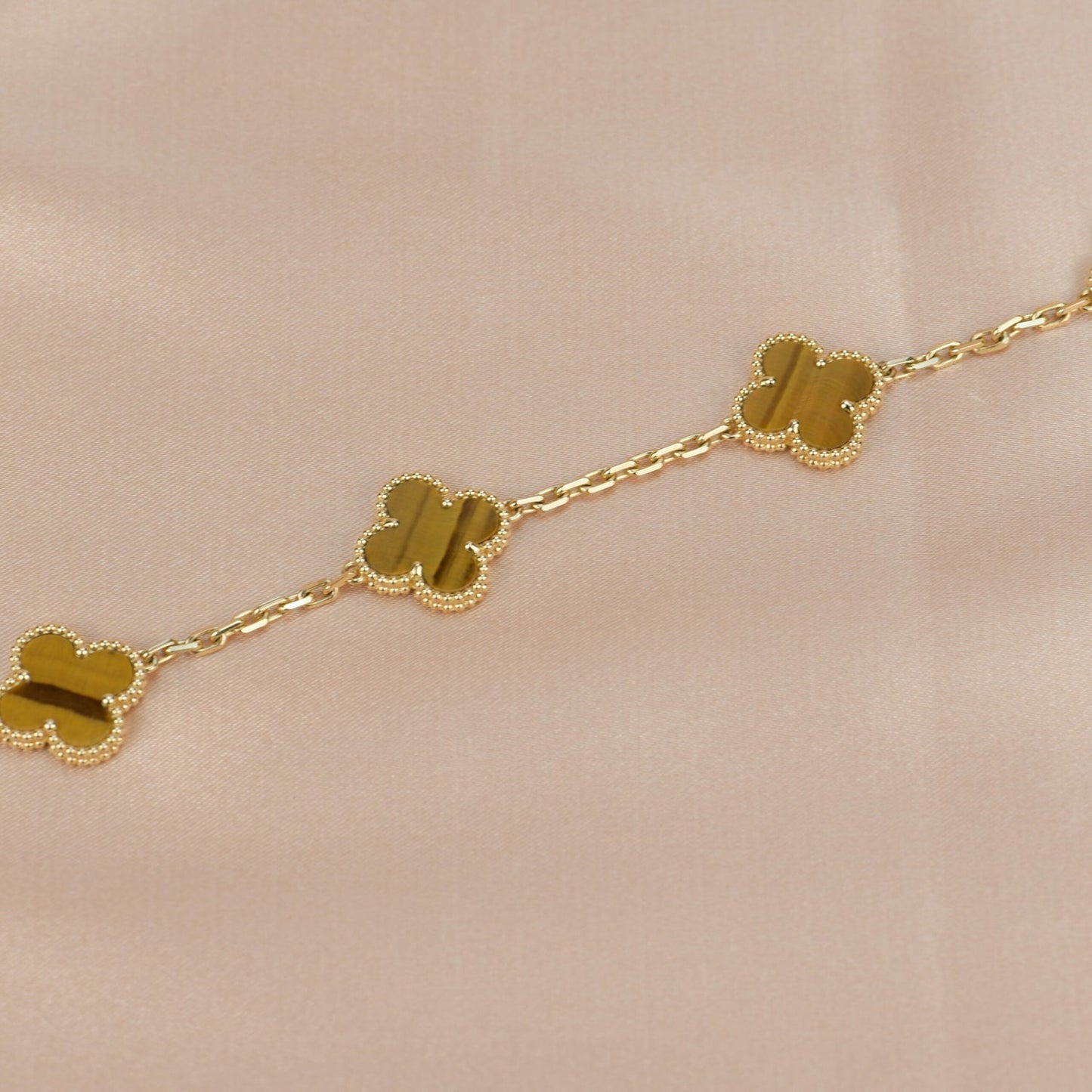 [LORA]CLOVER  5 MOTIFS TIGER EYE BRACELET