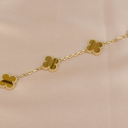 [LORA]CLOVER  5 MOTIFS TIGER EYE BRACELET