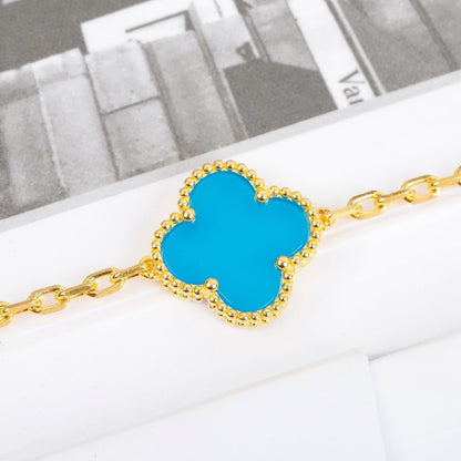 [LORA]CLOVER 5 MOTIFS TURQUOISE BRACELET
