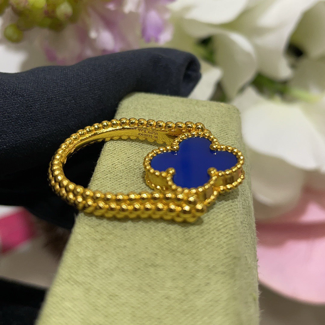 [LORA]CLOVER RIVERSIBLE BLUE AGATE RING