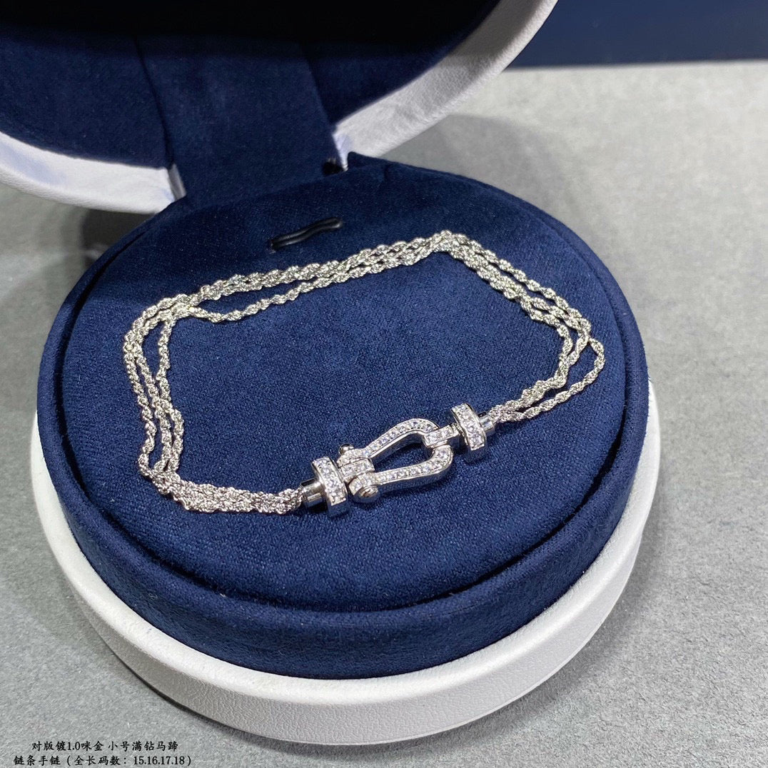 [LORA]FORCE SMALL HORSESHOE  DIAMOND CHAIN ROPE BRACELET