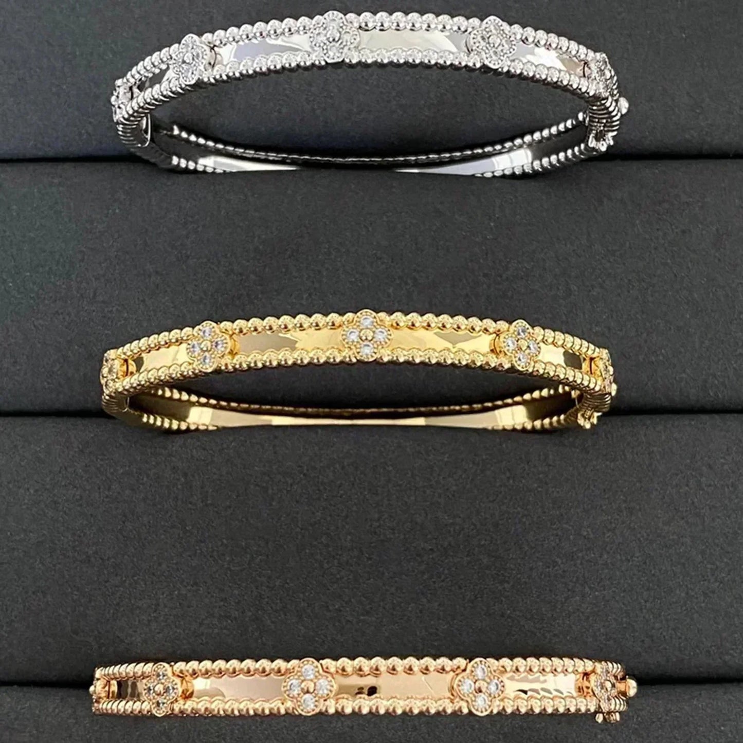 [LORA]CLOVER BRACELET 4MM DIAMONDS