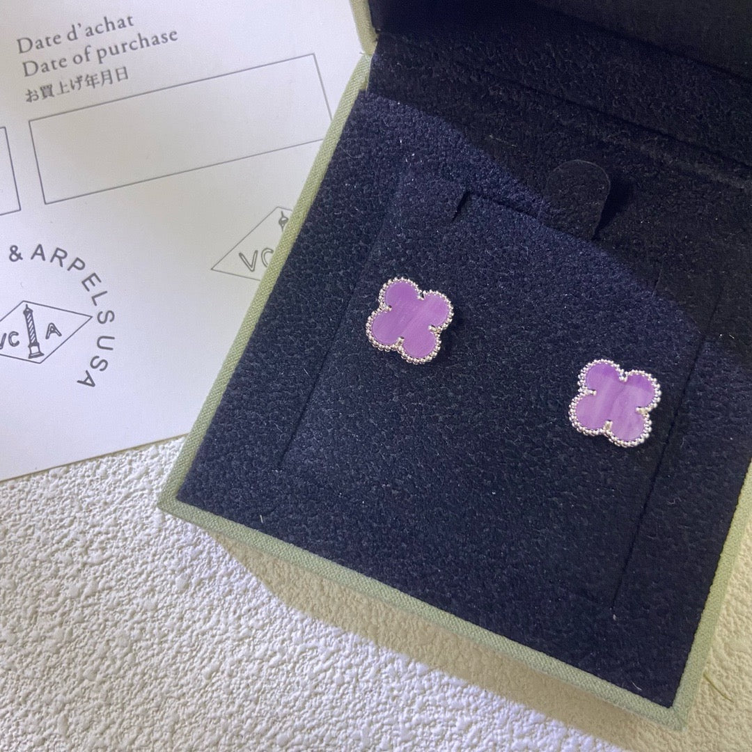 [LORA]CLOVER MINI 9.5MM  PURPLE VIOLET EARRINGS
