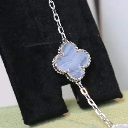 [LORA]CLOVER  5 MOTIF PURPLE CHALCEDONY BRACELET SILVER