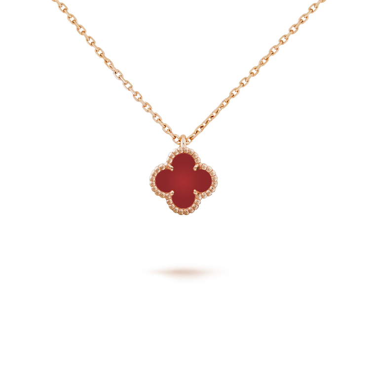 [LORA]CLOVER MINI 9.5MM WHITE CARNELIANS NECKLACE