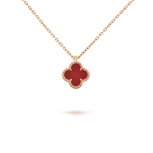 [LORA]CLOVER MINI 9.5MM WHITE CARNELIANS NECKLACE