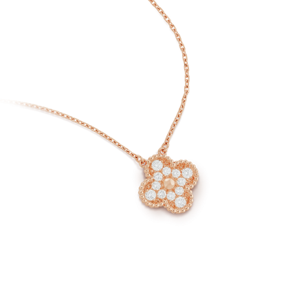[LORA]CLOVER 15MM DIAMOND SINGLE FLOWER NECKLACE