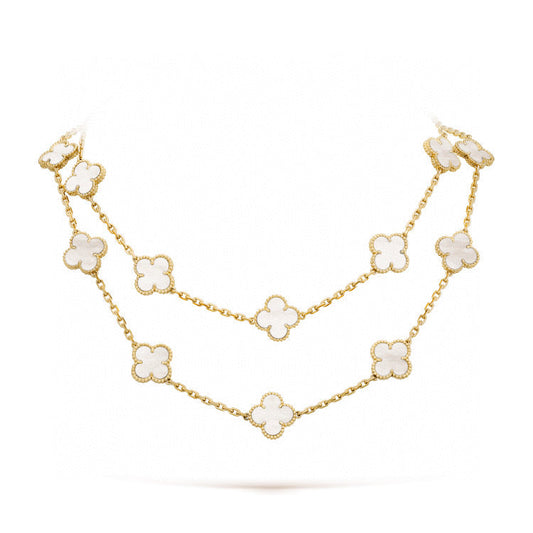[LORA]CLOVER 20 MOTIFS WHITE MOP NECKLACE