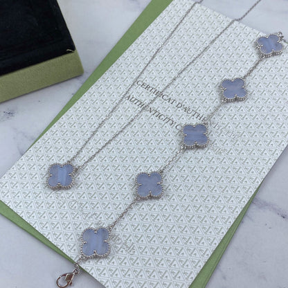 [LORA]CLOVER  5 MOTIF PURPLE CHALCEDONY BRACELET SILVER