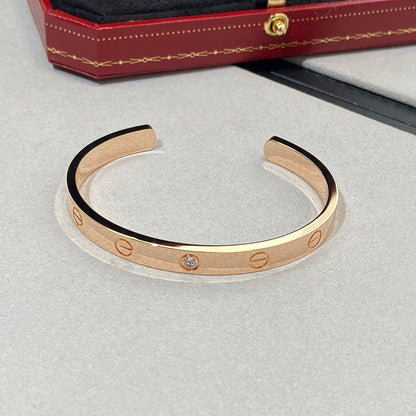 [LORA]LOVE BRACELET 6.1MM 1 DIAMOND OPEN CUFF