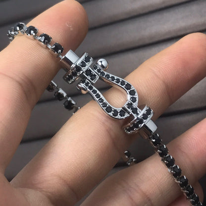 [LORA]FORCE  LARGE HORSESHOE FULL DIAMOND TENNIS BRACELET