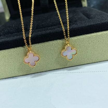 [LORA]CLOVER 9.5MM PINK MOTHER OF PEARL SINGLE FLOWER NECKLACE