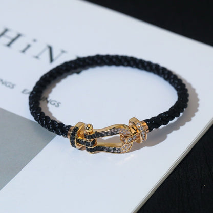 [LORA]FORCE LARGE HORSESHOE BLACK WHITE DIAMOND BRACELET ROSE GOLD