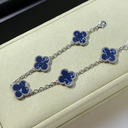 [LORA]CLOVER 5 MOTIF PIETERSITE SILVER BRACELET