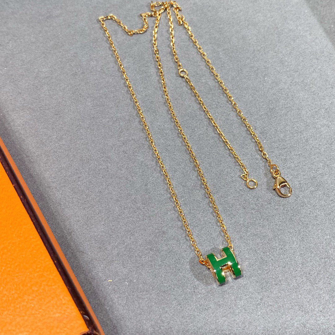 [LORA]POP H GREEN NECKLACE SILVER AND GOLD