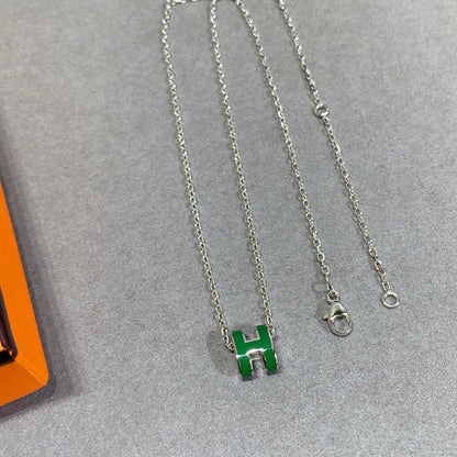 [LORA]POP H GREEN NECKLACE SILVER AND GOLD