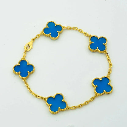 [LORA]CLOVER 5 MOTIFS BLUE AGATE BRACELET