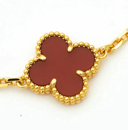 [LORA]CLOVER  5 MOTIFS CARNELIAN GOLD BRACELET