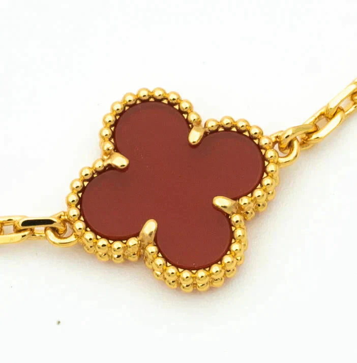 [LORA]CLOVER 5 MOTIFS CARNELIAN DIAMOND BRACELET