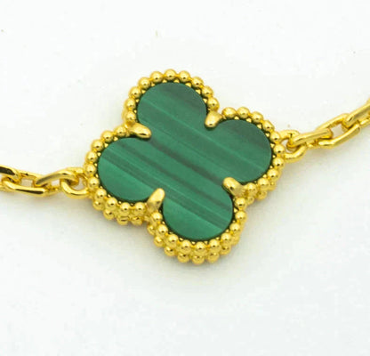 [LORA]CLOVER  5 MOTIF MALACHITE DIAMOND BRACELET