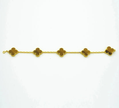 [LORA]CLOVER  5 MOTIFS TIGER EYE BRACELET