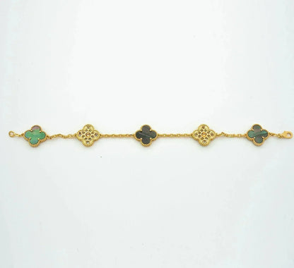 [LORA]CLOVER 5 MOTIF GRAY MOP DIAMOND BRACELET