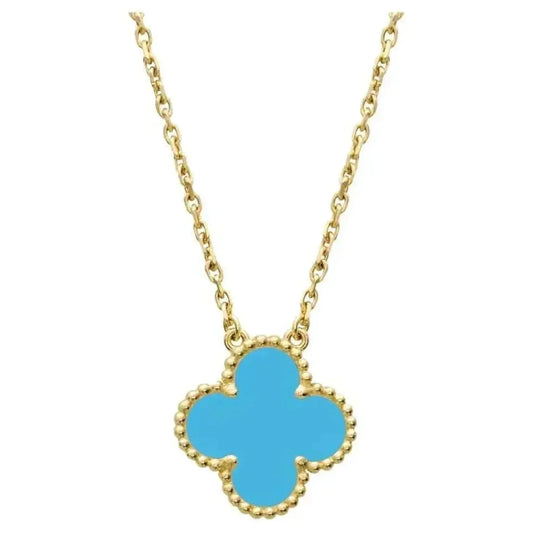 [LORA]CLOVER 15MM VINTAGE TURQUOISE NECKLACE