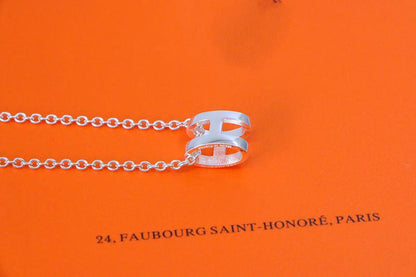 [LORA]HM NECKLACE H LETTER OVAL SERIES
