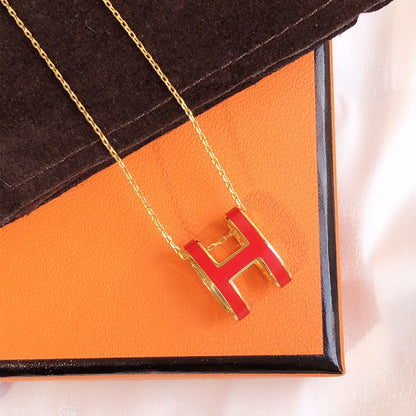 [LORA]HM CLIC RED ENAMEL GOLD NECKLACE