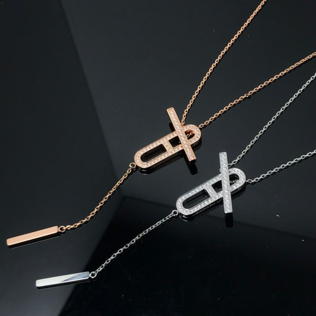 [LORA]HM NECKLACE PLATINUM ROSE GOLD DIAMOND