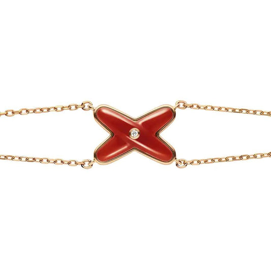 [LORA]JEUX BRACELET CARNELIAN PINK GOLD 1 DIAMOND