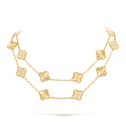[LORA]CLOVER 20 MOTIFS LASER DIAMOND NECKLACE